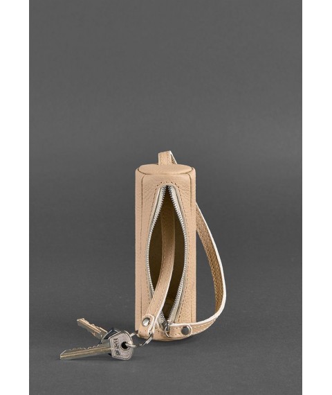 Women's leather women's key holder 3.0 Tube light beige
