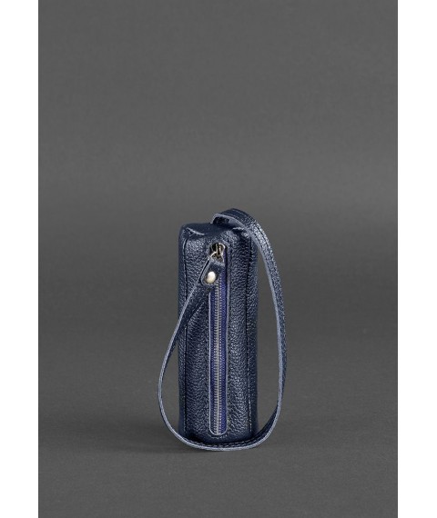 Leather key holder 3.0 Tube Blue