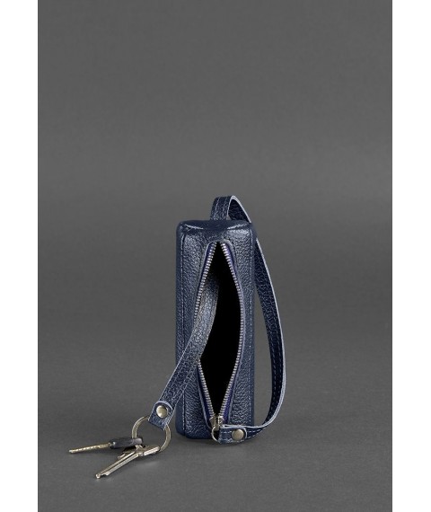 Leather key holder 3.0 Tube Blue
