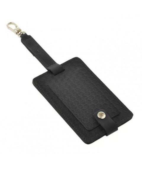 Leather luggage tag Blank tag black Carbon