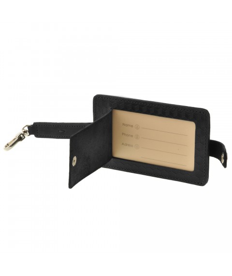 Leather luggage tag Blank tag black Carbon