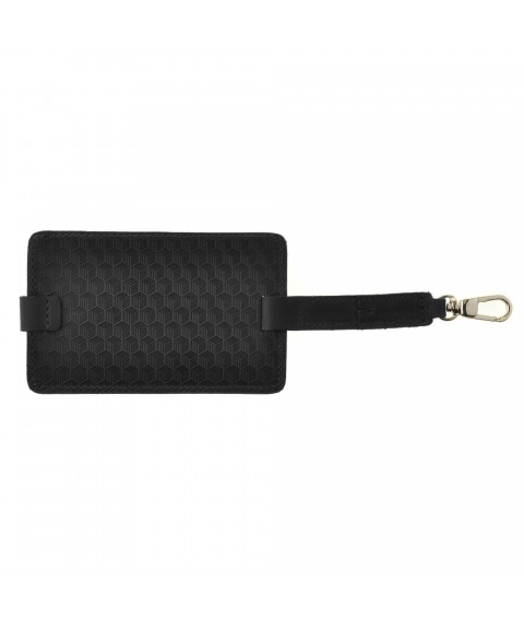 Leather luggage tag Blank tag black Carbon