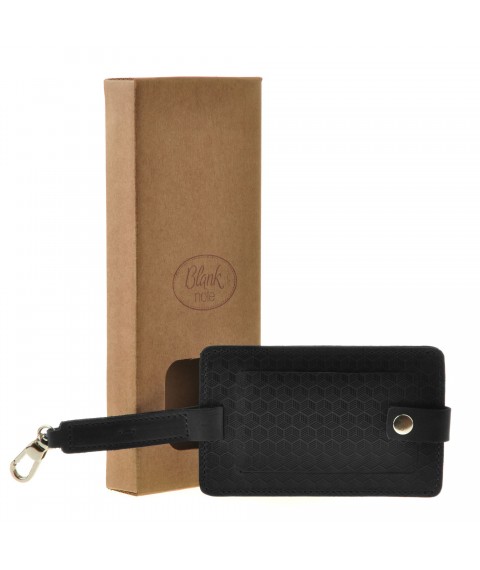 Leather luggage tag Blank tag black Carbon