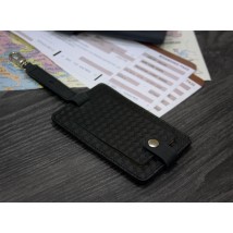 Leather luggage tag Blank tag black Carbon