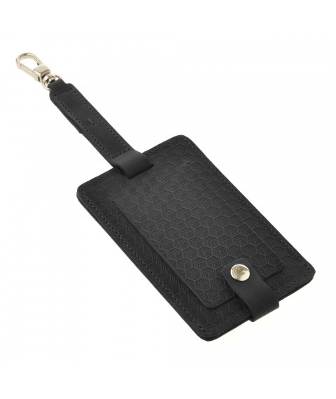 Leather luggage tag Blank tag black Carbon