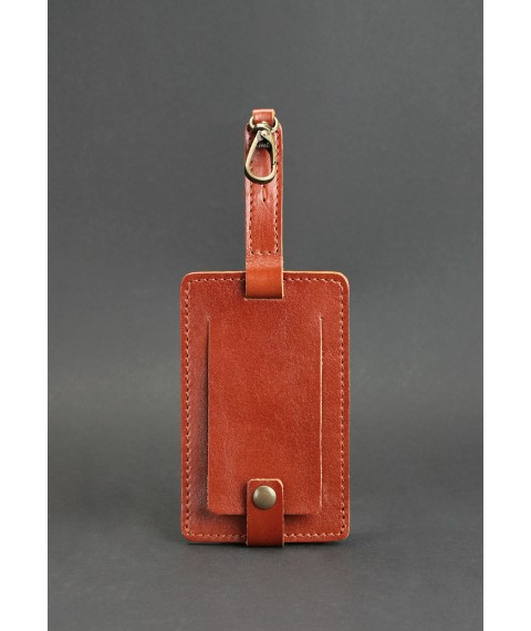 Leather luggage tag Blank tag light brown
