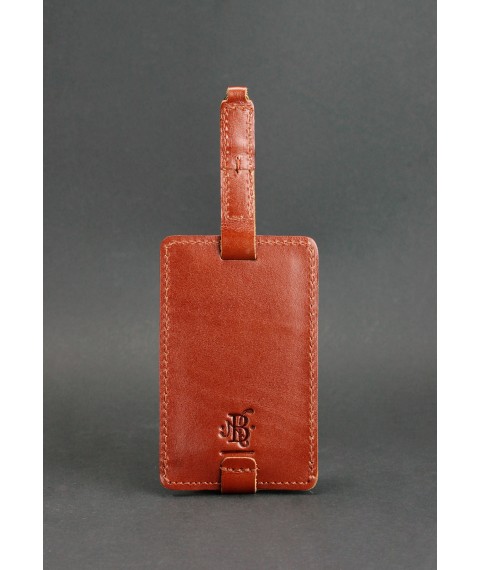Leather luggage tag Blank tag light brown