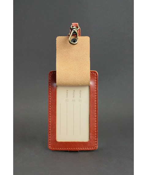 Leather luggage tag Blank tag light brown