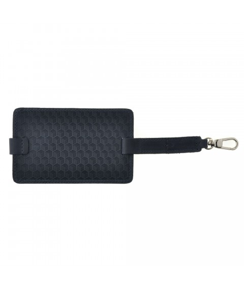 Leather luggage tag Blank tag blue Carbon