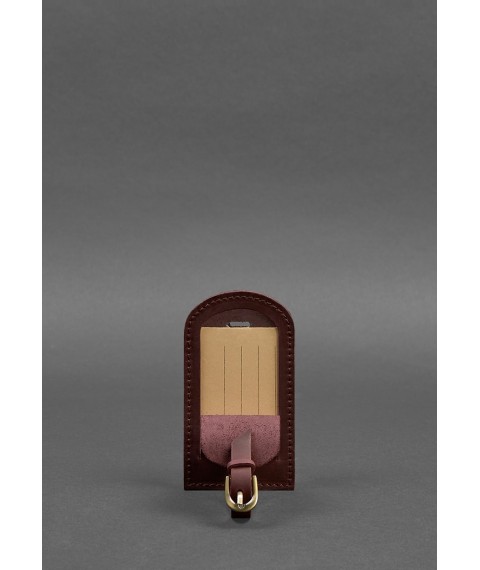 Leather luggage tag 2.0 Burgundy Crazy Horse