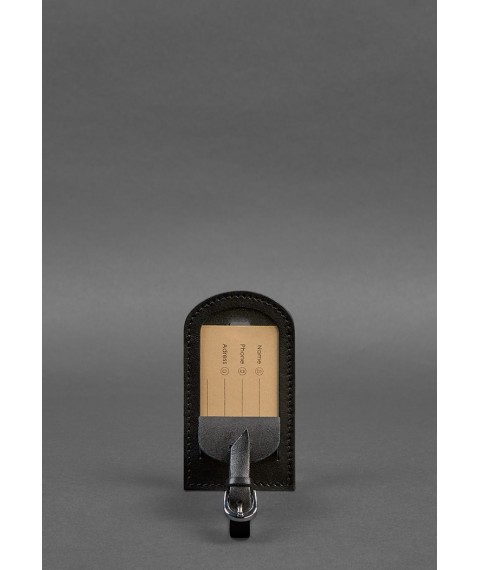 Leather Luggage Tag 2.0 Charcoal Black