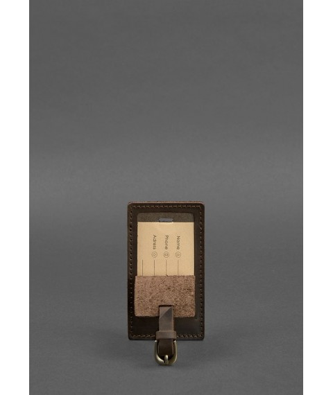 Leather Luggage Tag 3.0 Dark Brown Crazy Horse