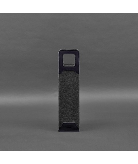 Чехол для вина 1.0 из фетра с кожаными вставками синий Краст