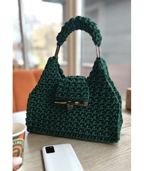 Жіноча зелена плетена сумка Домініка Lonska bags