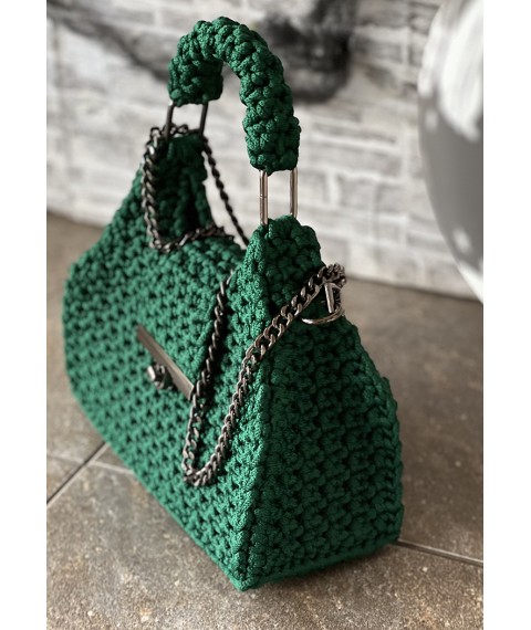 Жіноча зелена плетена сумка Домініка Lonska bags