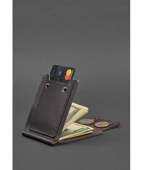 Men's leather wallet brown 10.0 money clip