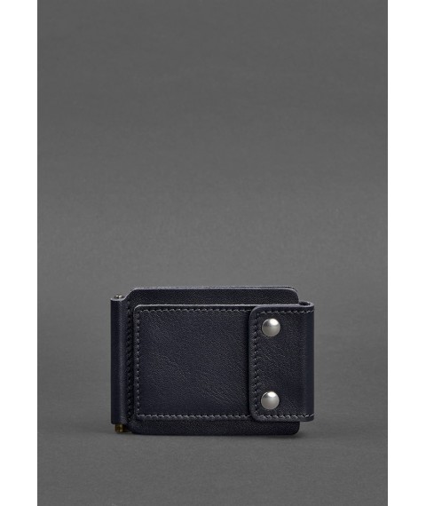 Men's leather wallet 10.0 money clip dark blue