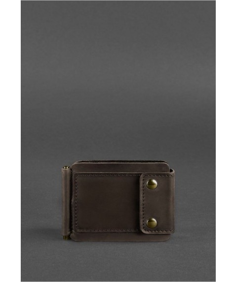 Men's leather wallet dark brown 10.0 money clip Crazy Horse