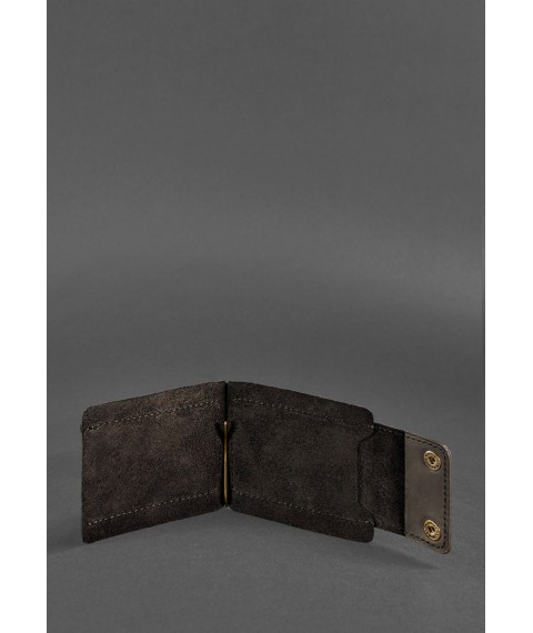Men's leather wallet dark brown 10.0 money clip Crazy Horse