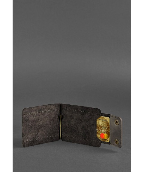 Men's leather wallet dark brown 10.0 money clip Crazy Horse