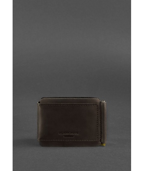 Men's leather wallet dark brown 10.0 money clip Crazy Horse
