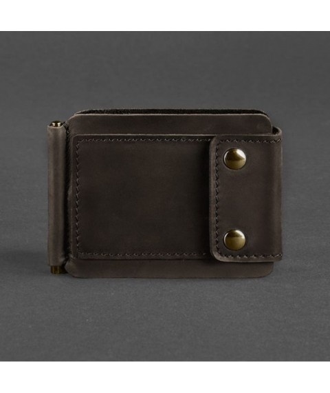 Men's leather wallet dark brown 10.0 money clip Crazy Horse