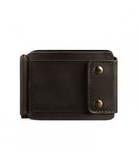 Men's leather wallet dark brown 10.0 money clip Crazy Horse