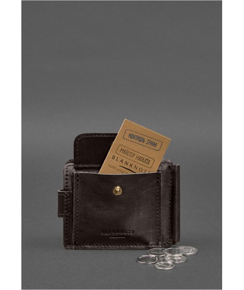 Leather wallet 13.1 clip with strap dark brown crust