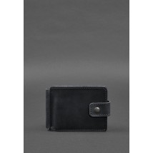 Leather wallet 13.1 clip with strap Black Crazy Horse