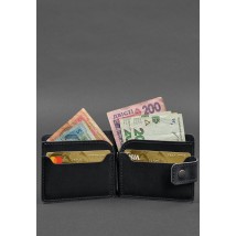Leather wallet 13.1 clip with strap Black Crazy Horse