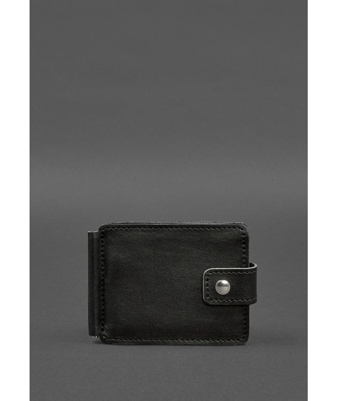 Leather wallet 13.1 clip with strap black crust