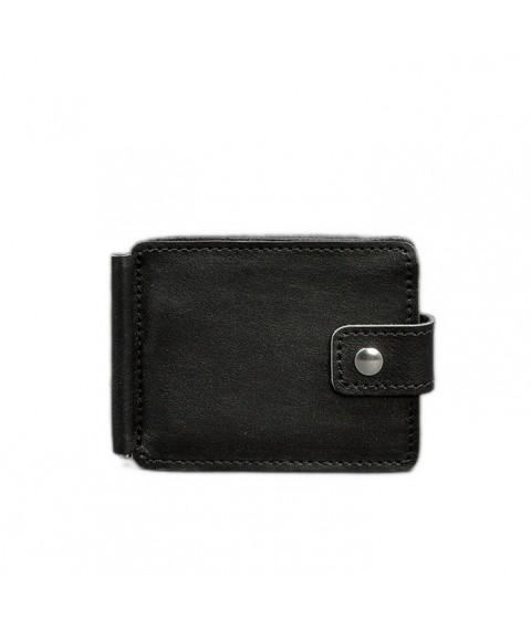 Leather wallet 13.1 clip with strap black crust
