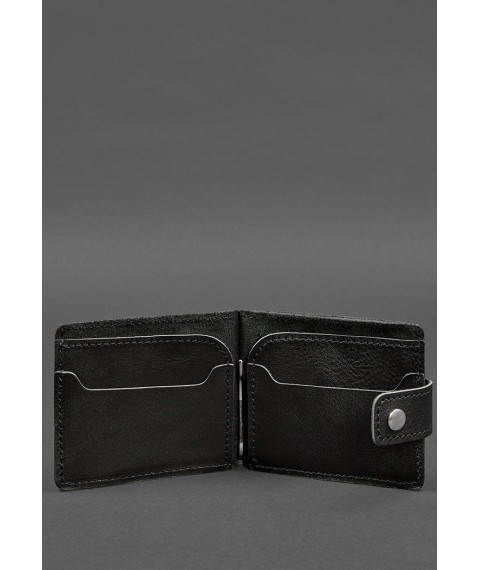 Leather wallet 13.1 clip with strap black crust