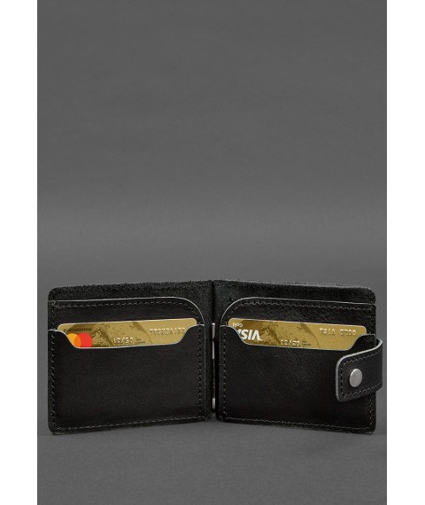 Leather wallet 13.1 clip with strap black crust