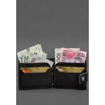 Leather wallet 13.1 clip with strap black crust