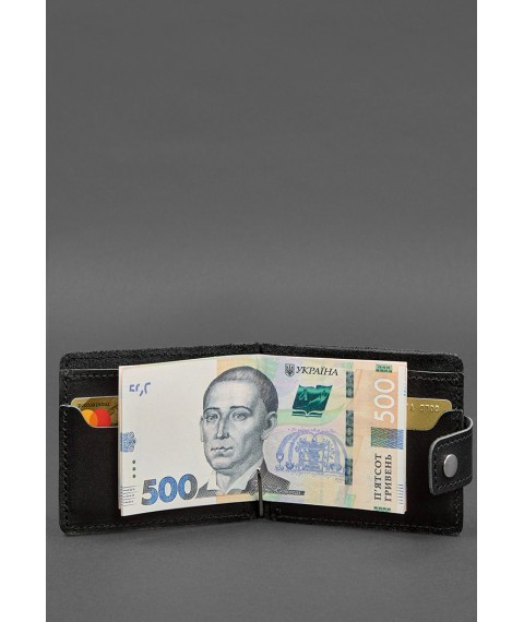 Leather wallet 13.1 clip with strap black crust