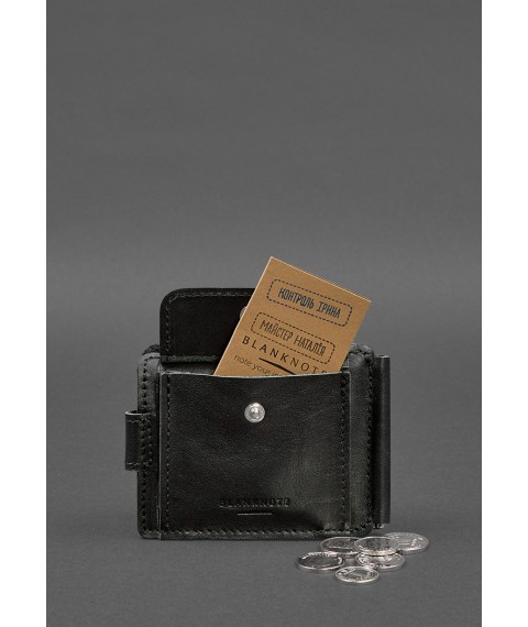 Leather wallet 13.1 clip with strap black crust