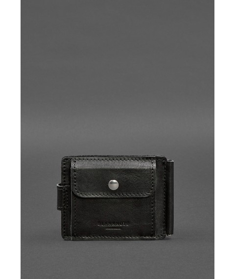 Leather wallet 13.1 clip with strap black crust