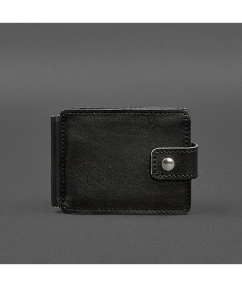 Leather wallet 13.1 clip with strap black crust