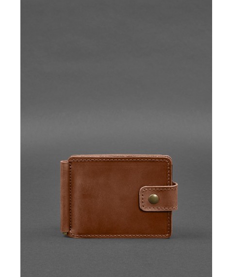 Leather wallet 13.1 clip with strap light brown Crazy Horse