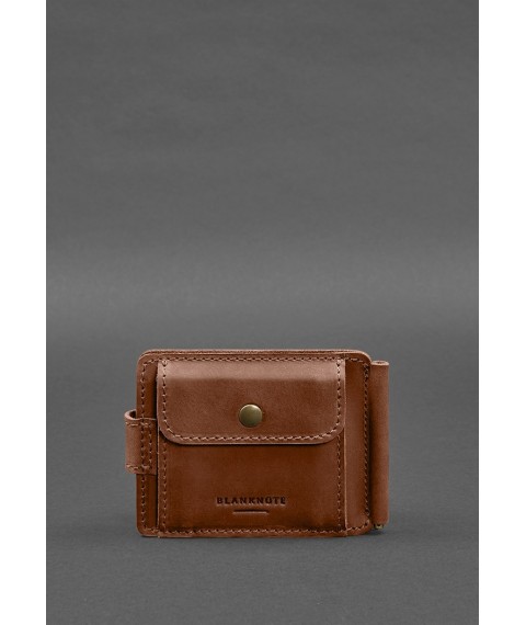 Leather wallet 13.1 clip with strap light brown Crazy Horse