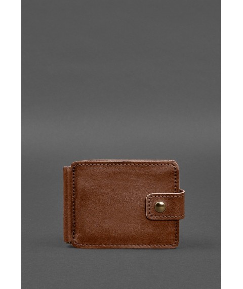 Leather wallet 13.1 clip with strap light brown crust