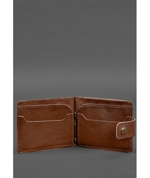 Leather wallet 13.1 clip with strap light brown crust