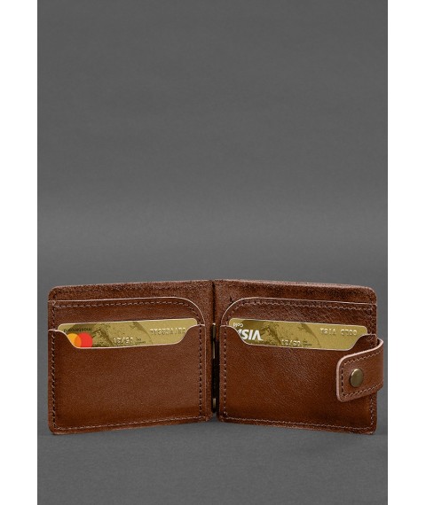 Leather wallet 13.1 clip with strap light brown crust