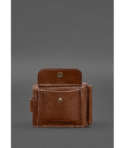 Leather wallet 13.1 clip with strap light brown crust