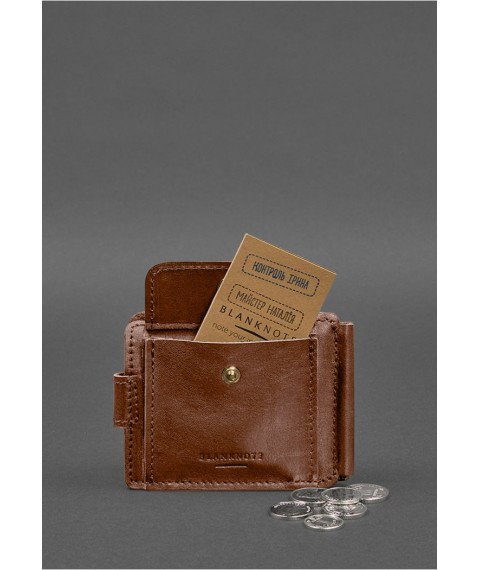 Leather wallet 13.1 clip with strap light brown crust