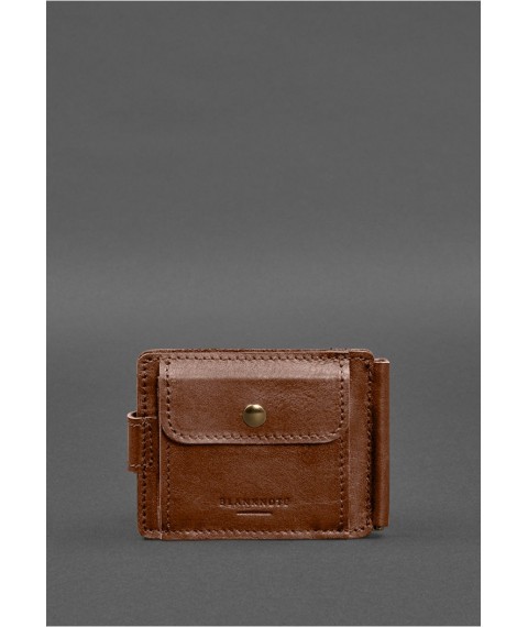 Leather wallet 13.1 clip with strap light brown crust