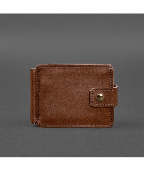 Leather wallet 13.1 clip with strap light brown crust