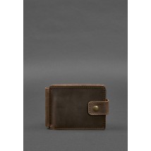 Leather wallet 13.1 clip with strap dark brown Crazy Horse
