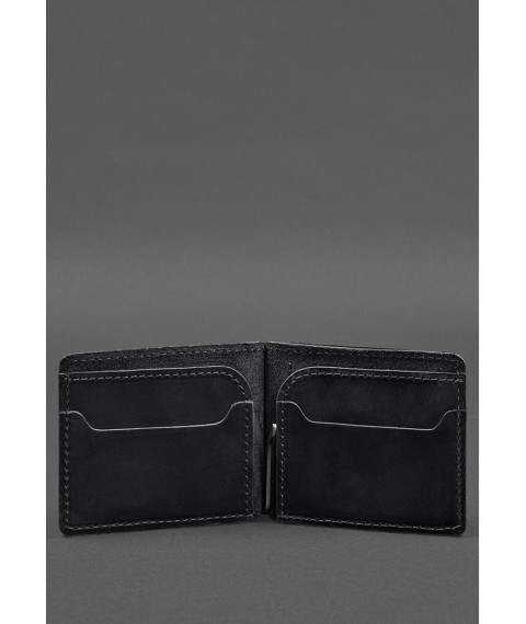 Leather wallet 13.0 clip Black Crazy Horse